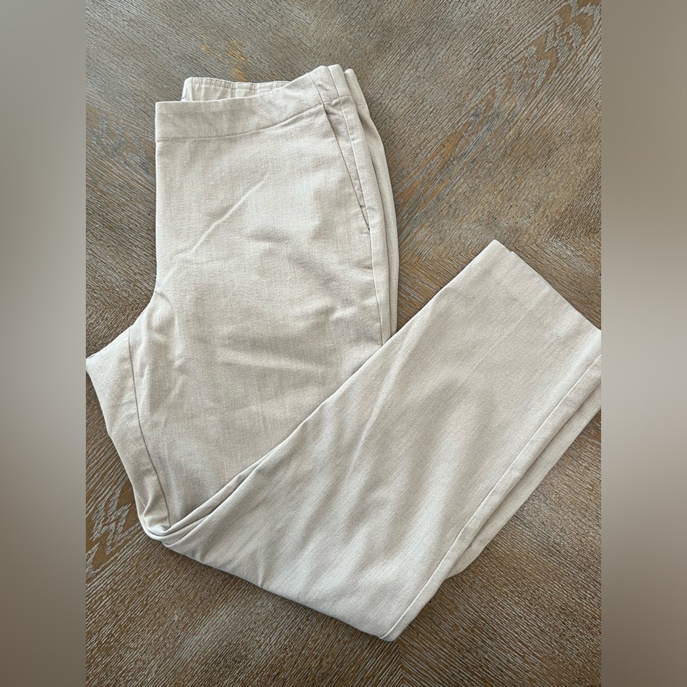 J Jill Beige Dress Pants Sz 14 Waist 34” Inseam 29” Pockets Mid Rise